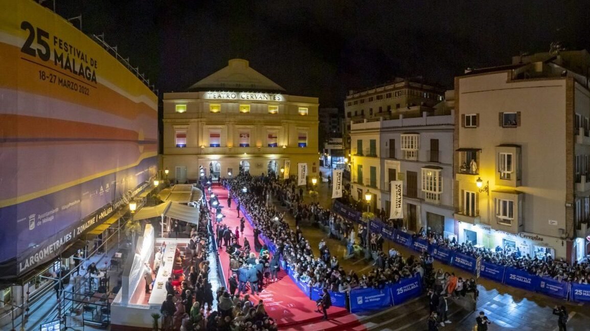 Exterior of the Teatro Cervantes in Malaga during the Festival de Málaga.
