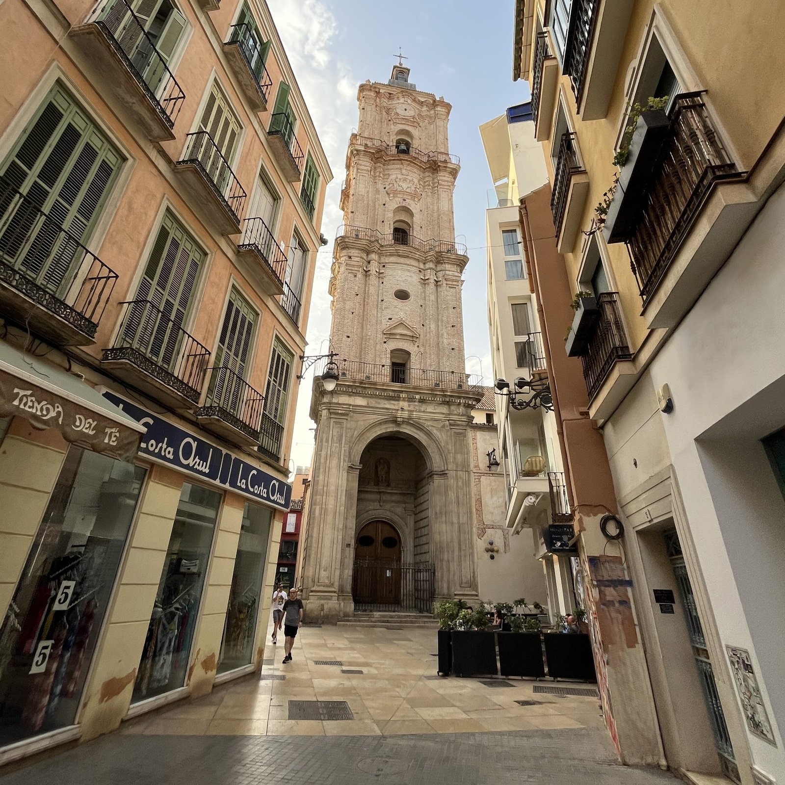 Iglesia de San Juan Bautista exterior in Malaga historic city centre.