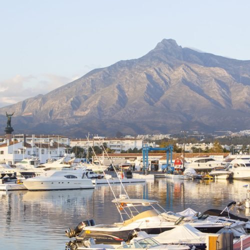 Puerto Banús Marbella marina with La Concha mountain